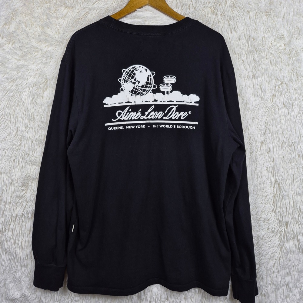 Aime Leon Dore Queens New York Unisphere Long Sleeve T-Shirt Black XL